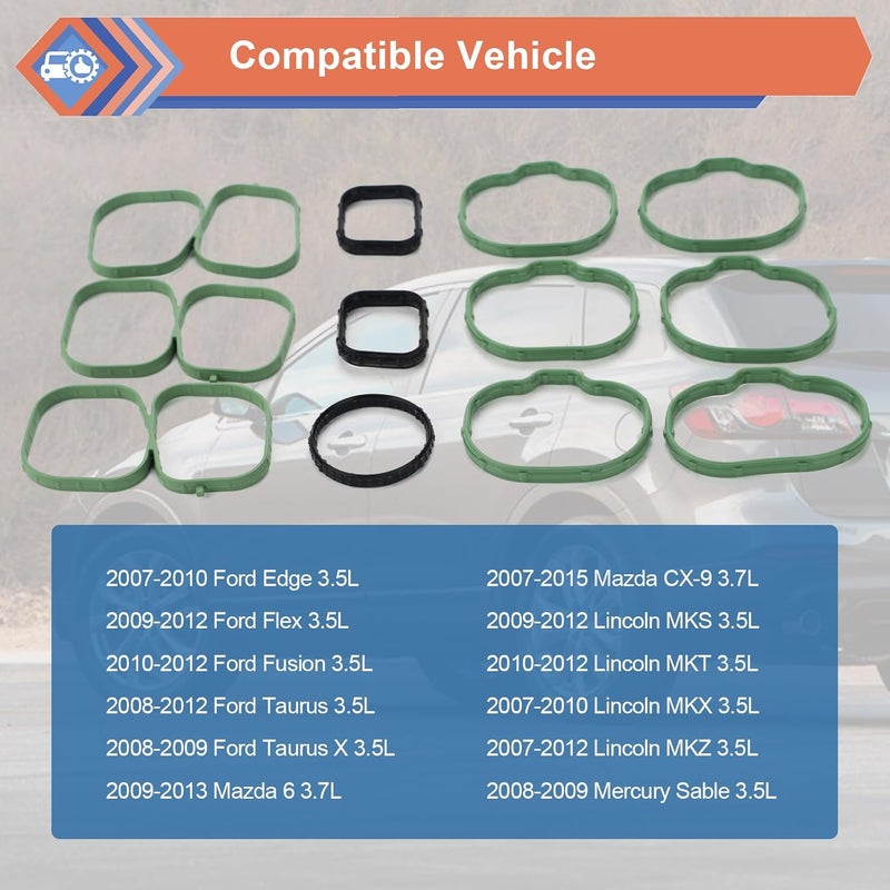 ZONFANT Intake Manifold Gasket Set Compatible with 2007-2012 Ford Edge Flex Fusion Taurus Taurus X, 2007-2015 Mazda 6 CX-9, 2007-2012 Lincoln MKS MKT MKX MKZ, 2008-2009 Mercury Sable, Replace#MS97118 - Image 3